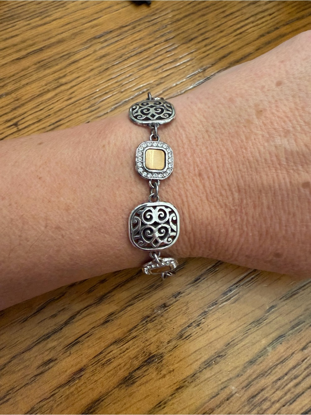 Vintage Brighton Shadow Play Silver and Gold Two-Tone Filigree Link Bracelet